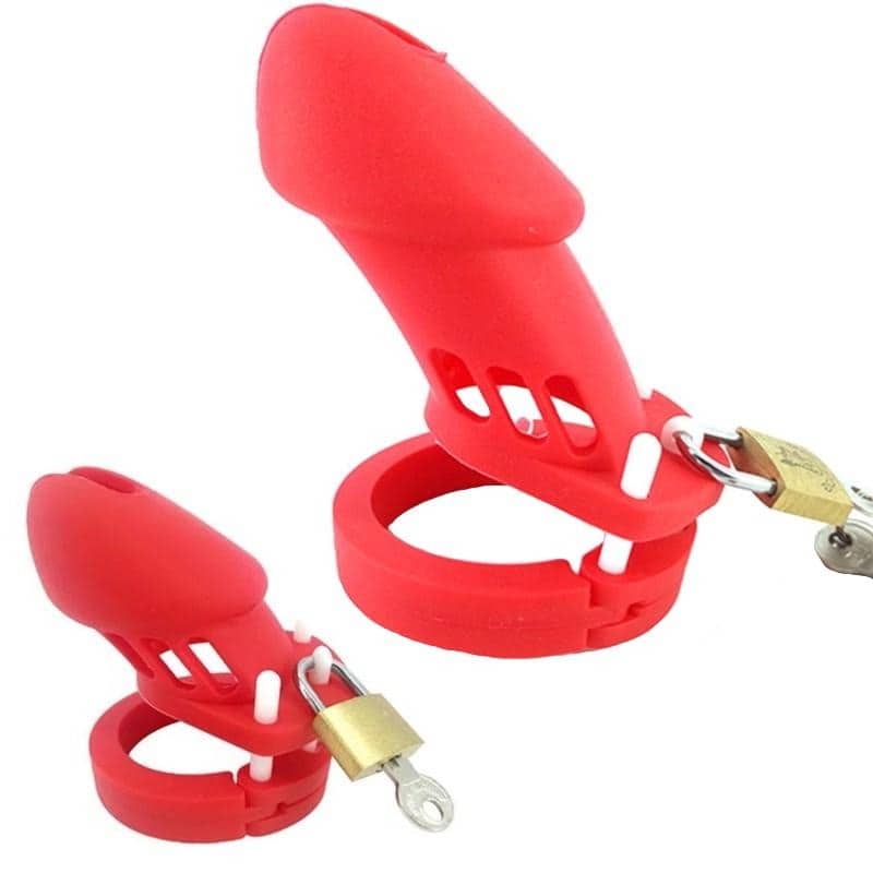 Gaiola De Castidade Peniana Gb 6000 Vermelho Em Silicone