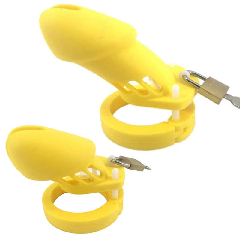 Gaiola De Castidade Peniana Gb 6000 Amarelo Em Silicone