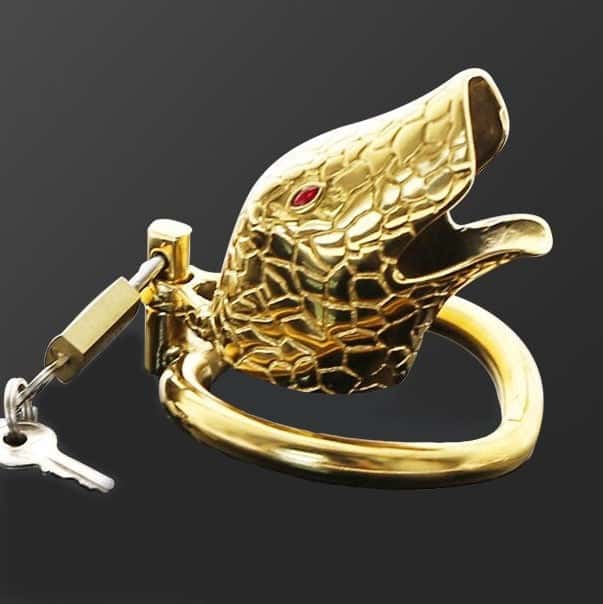 Gaiola De Castidade Peniana Homem - Serpente De Ouro