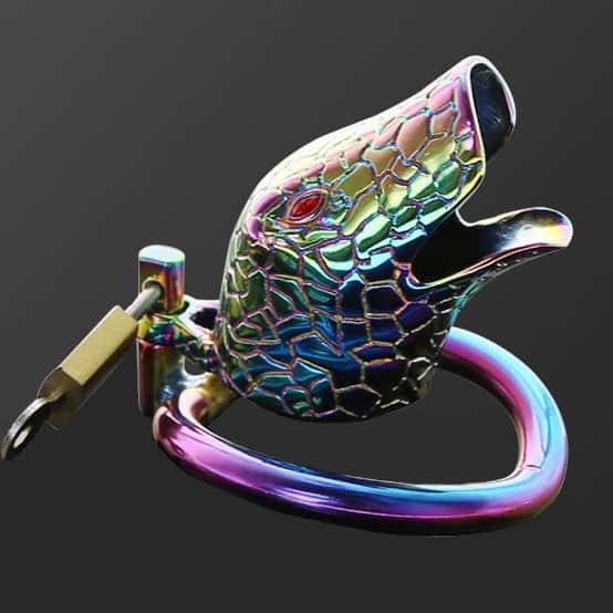 Gaiola De Castidade Peniana Homem - Metal - Serpente Arco-Íris